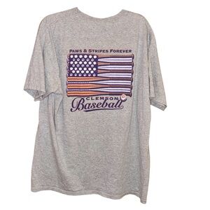 Gildan‎ Clemson Baseball Paws and stripes forever flag Shirt Grey size XL